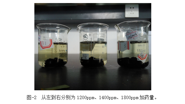 圖-2  從左到右分別為1200ppm、1400ppm、1800ppm加藥量