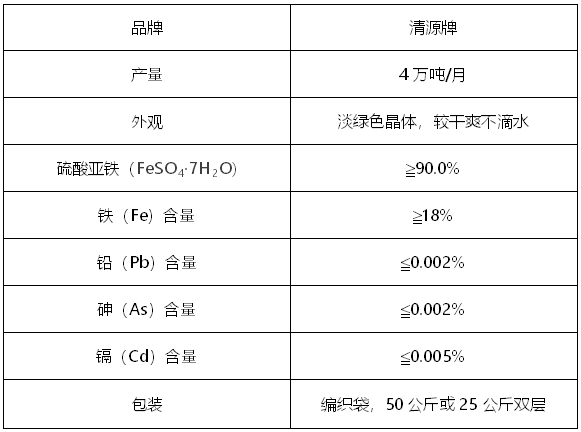 烘干硫酸亞鐵質(zhì)量標(biāo)準(zhǔn)